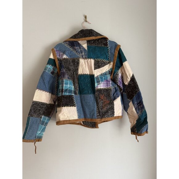 NEW Free People Leia Denim Suede Patched Moto Jacket Size XS $748 [jb] - Picture 9 of 10